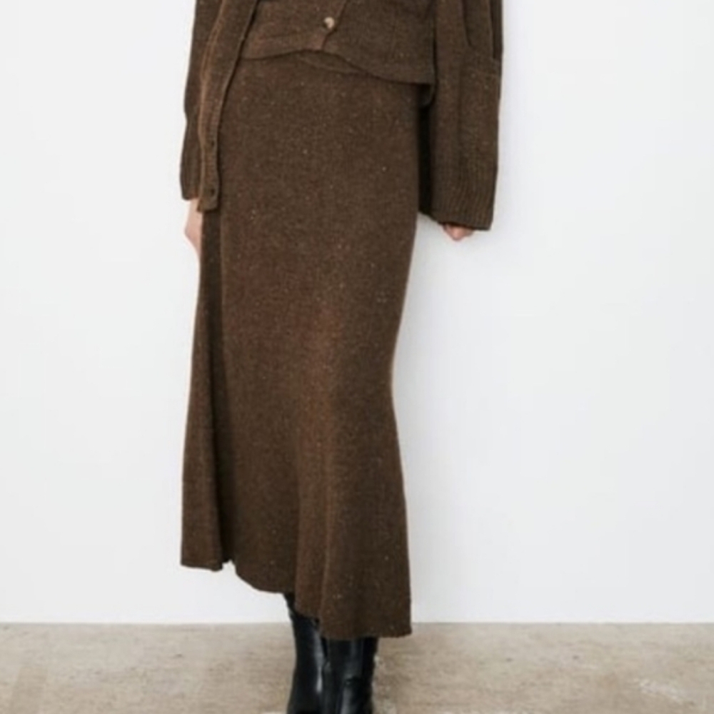 Zara Brown Knit Maxi Skirt - Picture 2 of 12